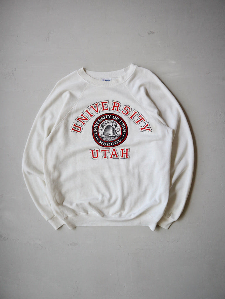 1980's University of Utah Puff Print Raglan Sweatshirt - M