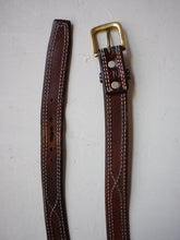 Load image into Gallery viewer, Stitched Brown Leather Belt - 34&quot; - 36&quot;
