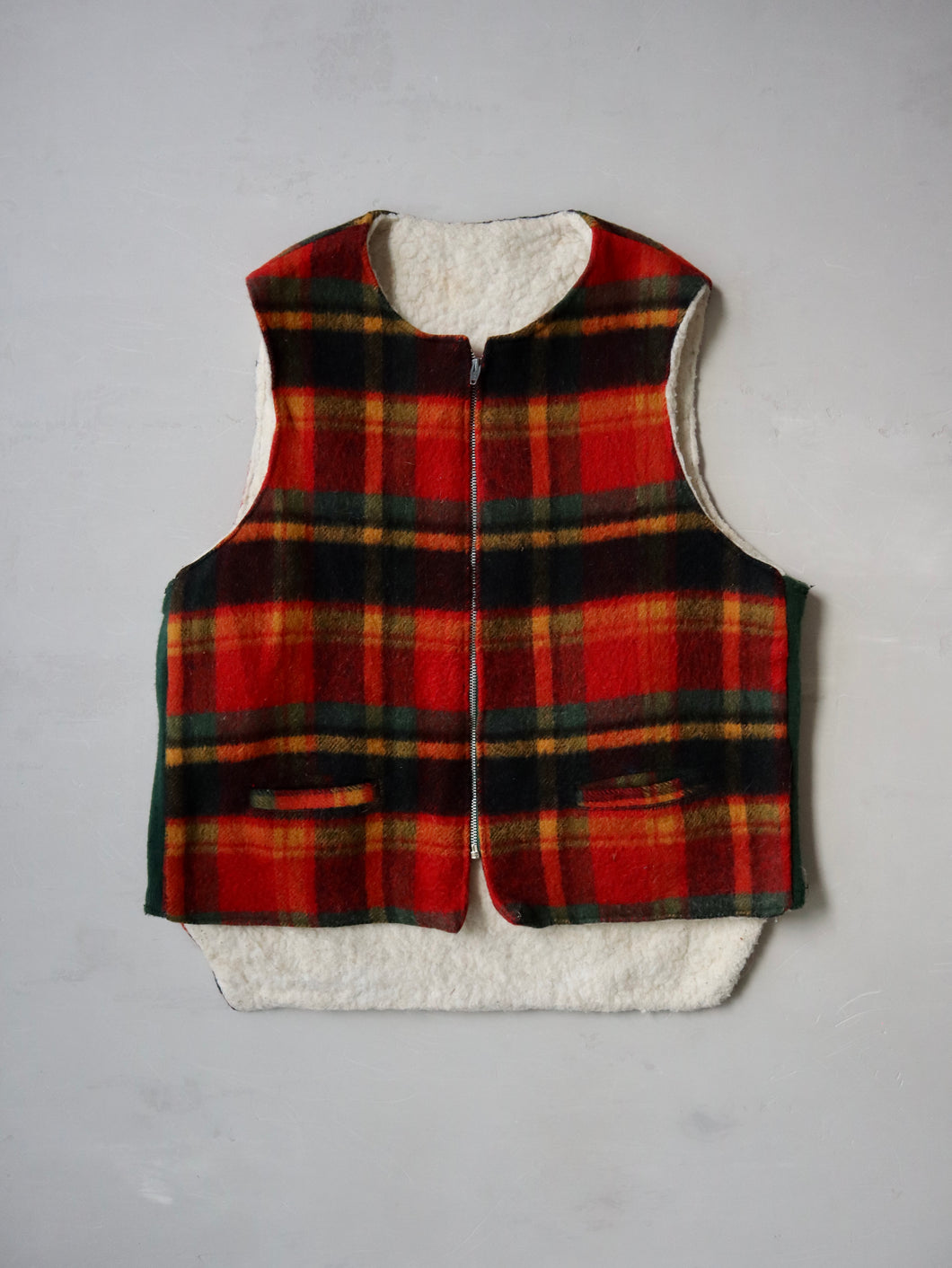 1970's Wool Plaid Vest - L