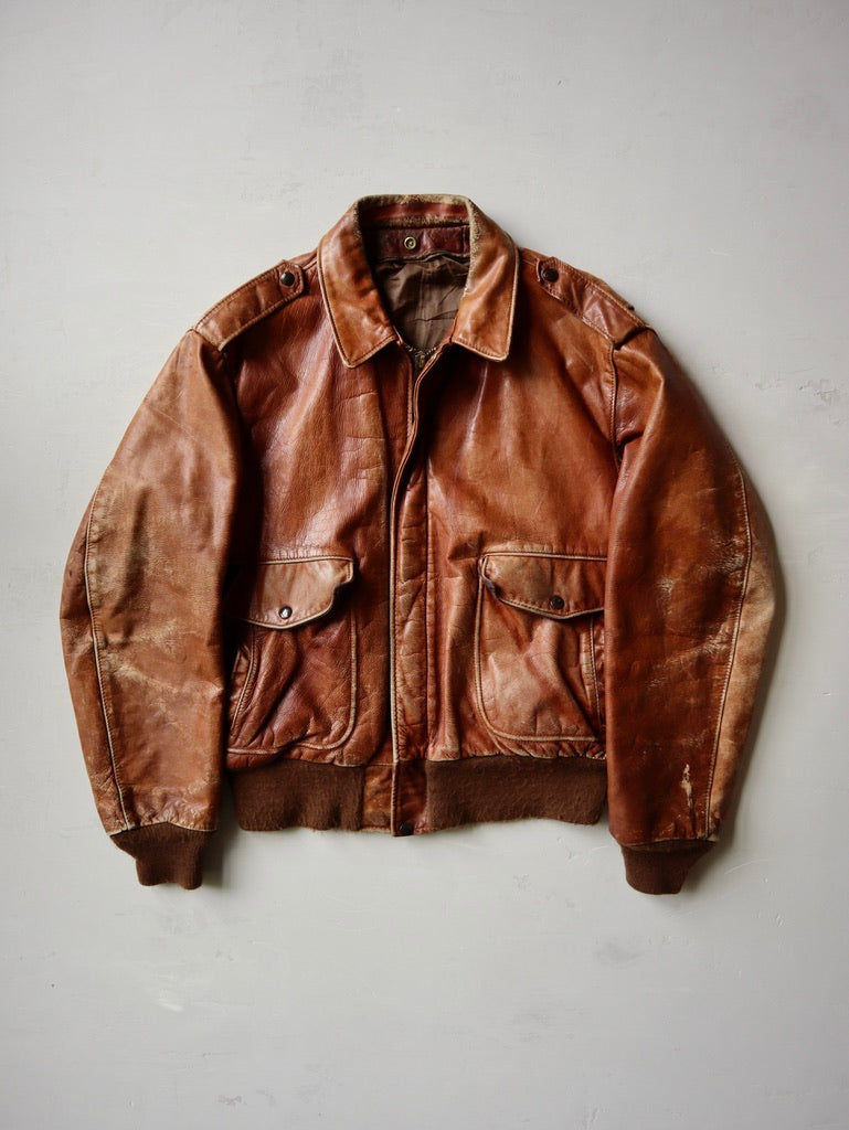 Distressed Schott A-2 Leather Flyers Jacket - XL