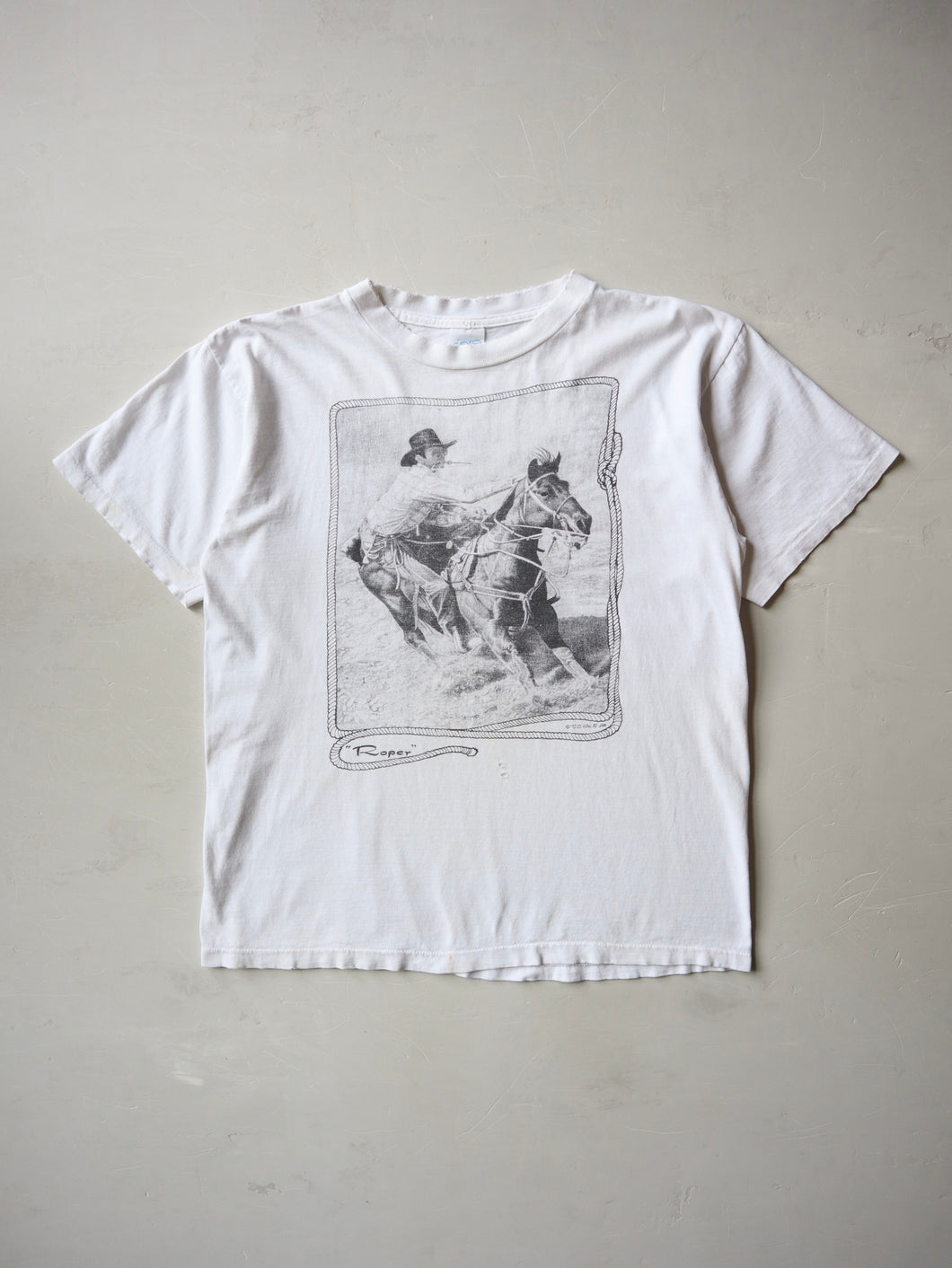 1990's Distressed Roper T-Shirt - M