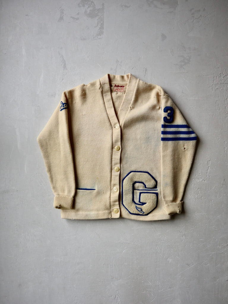 1940's Distressed 'G' Varsity Cardigan - S/M