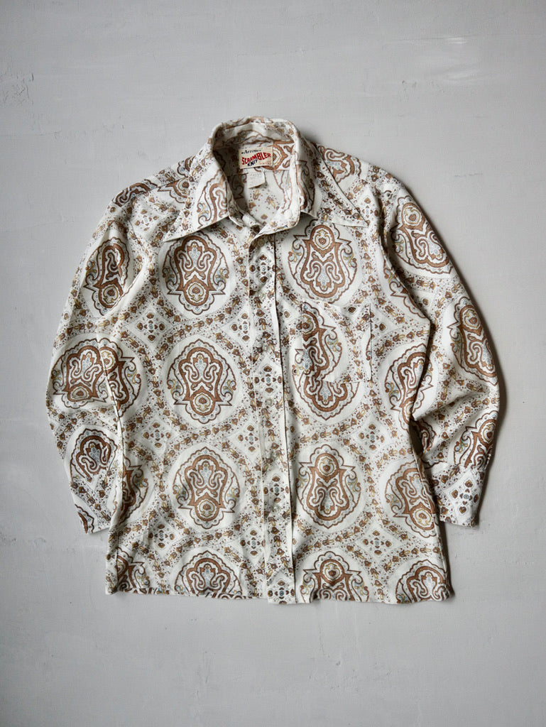 1970's Arrow Scrambler Knit Nylon Shirt - M