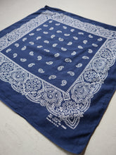 Load image into Gallery viewer, Paisley Navy Made in USA Bandana
