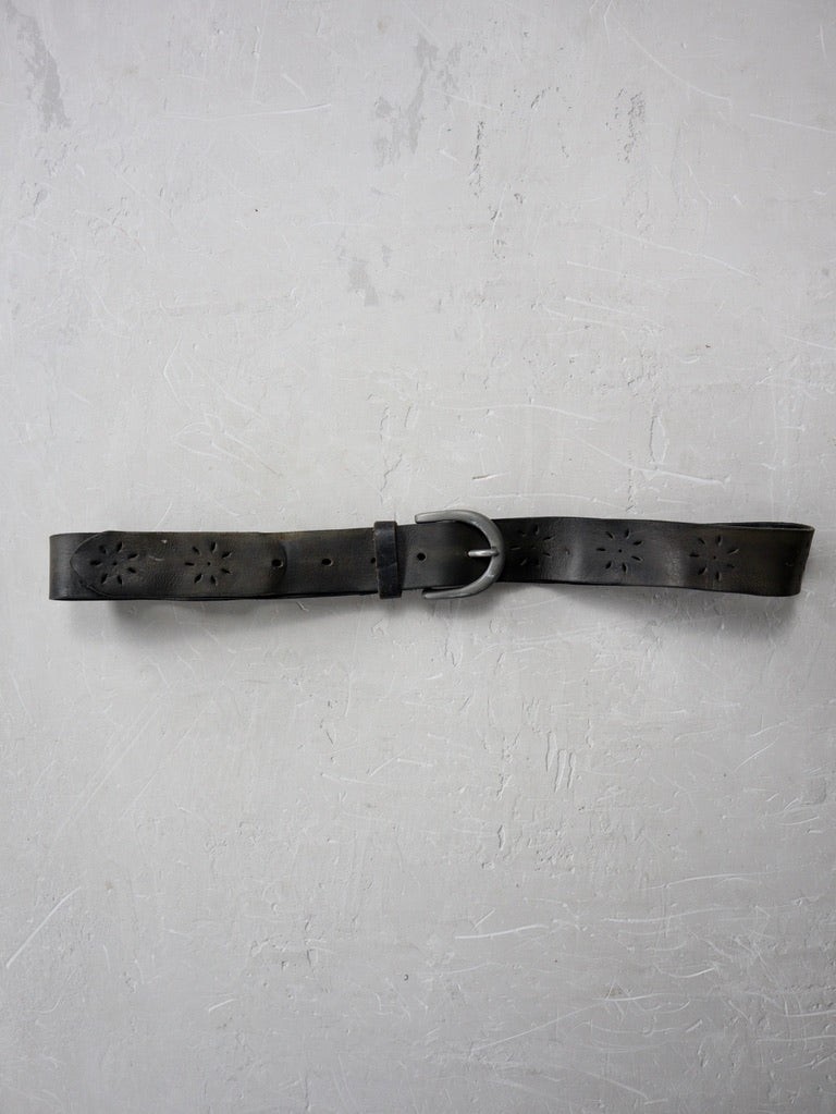 Starburst Black Leather Belt  - 35