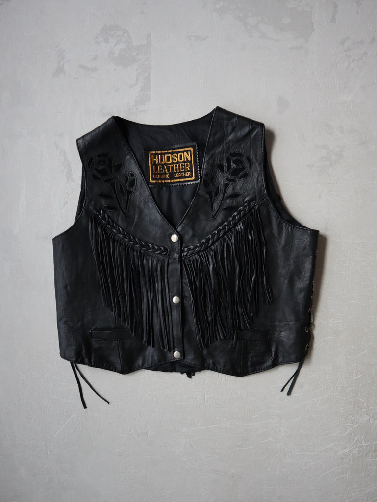 Hudson Leather Embroidered Vest - M