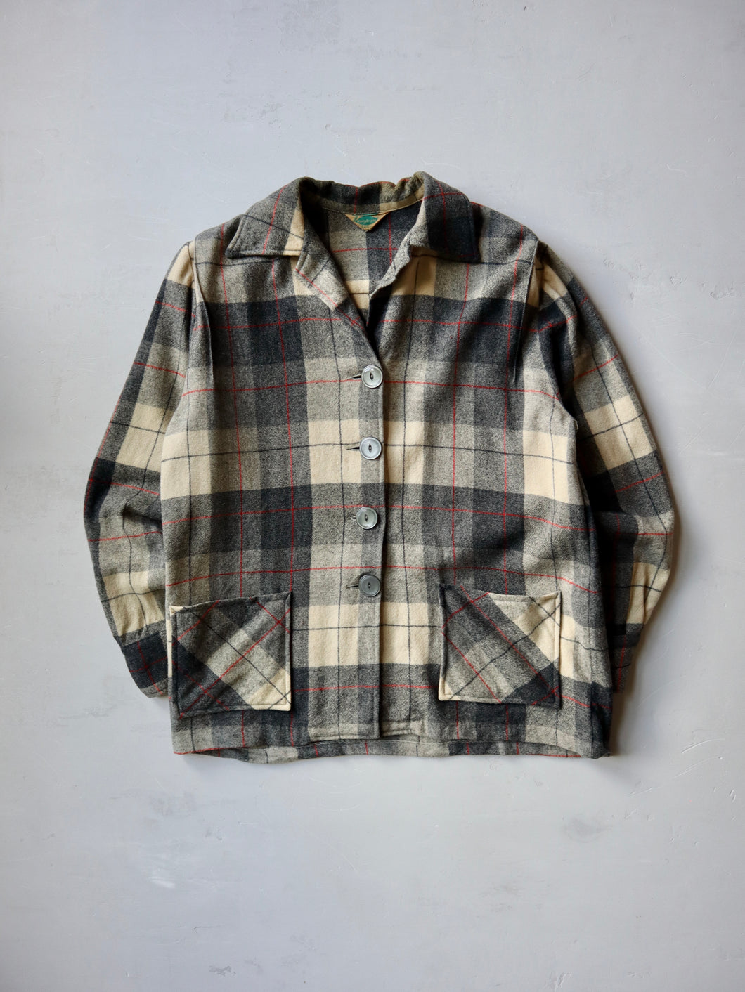 1950's Women's Sears, Roebuck and Co Plaid Wool Shacket - M