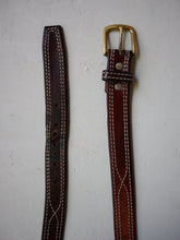 Load image into Gallery viewer, Stitched Brown Leather Belt - 34&quot; - 36&quot;
