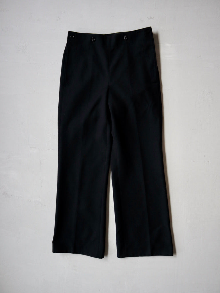 1990's German Navy Wool Garbardine Dress Pants - 30