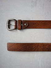 Load image into Gallery viewer, Rugged Brown Leather Belt - 33&quot;-36&quot;
