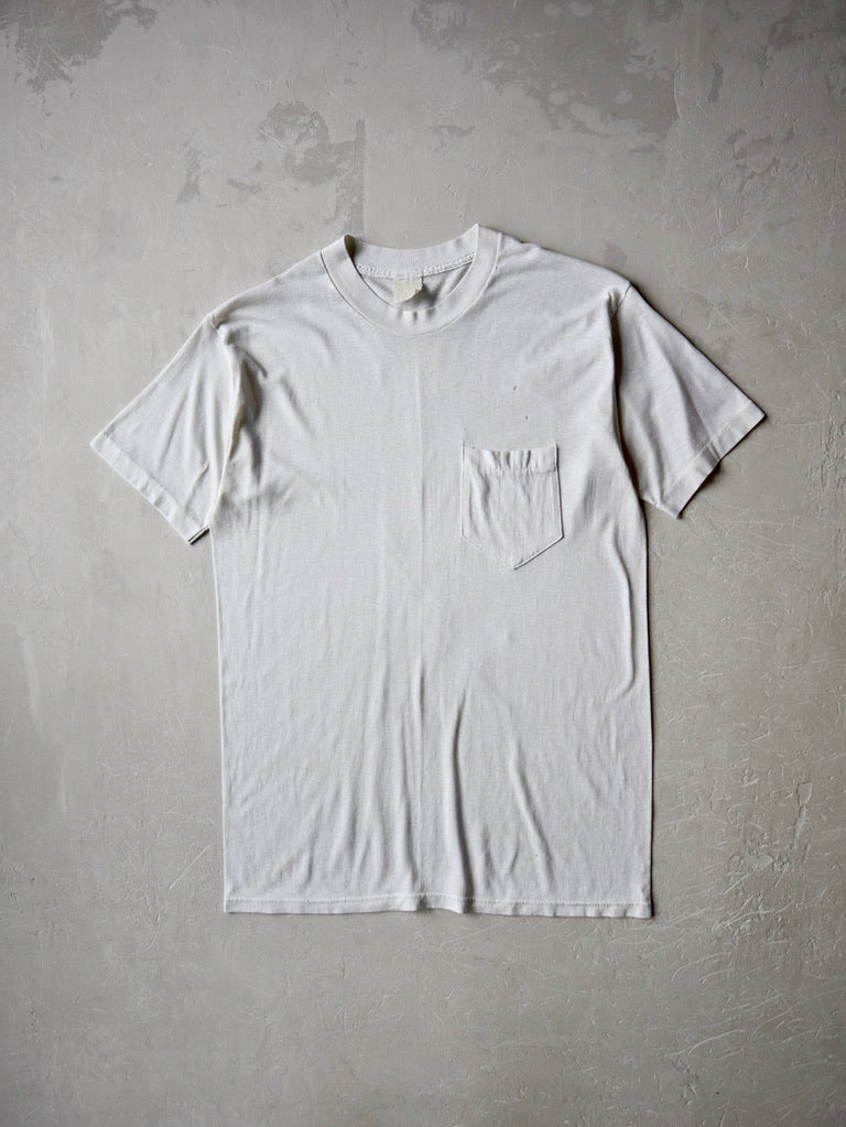 1970's Thrashed White Pocket Tee - S