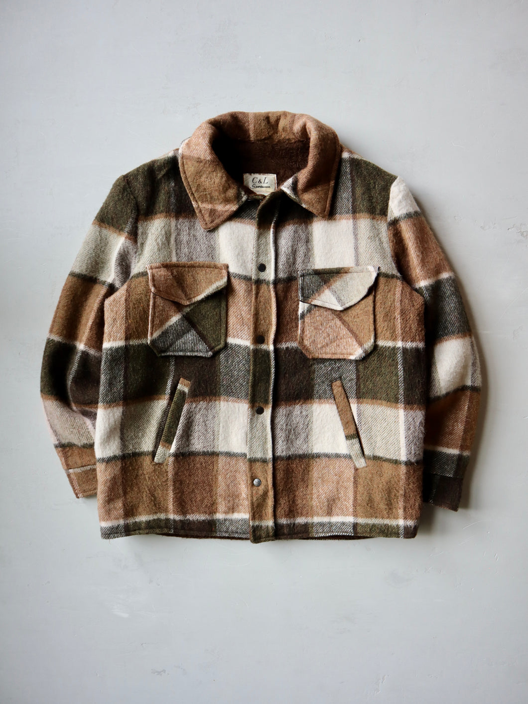 1970's C&L Sportswear Plaid Wool Blend Jacket - L